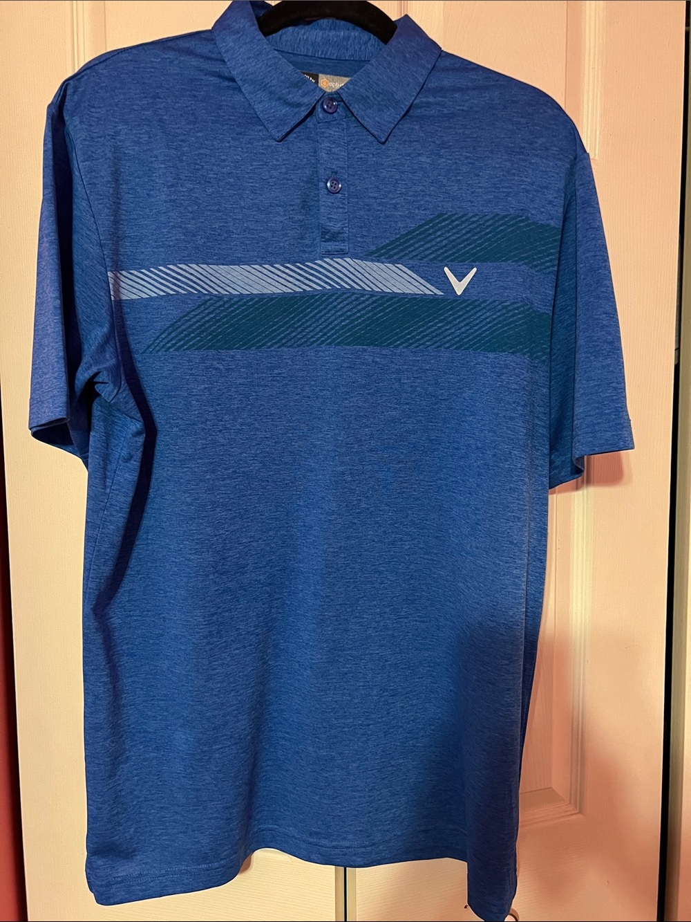 Callaway Blue & Green Golf Polo with Subtle Stripe Accent Size Large